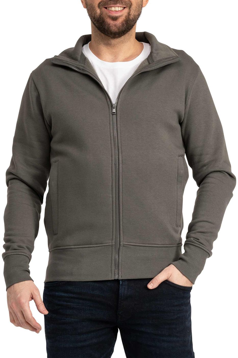 Herren Sweatjacke mit Reißverschluss & Reißverschlusstaschen in Anthrazit