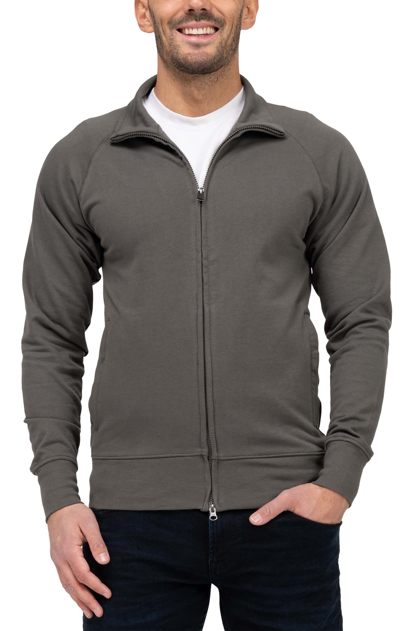 Herren leichte Sweatjacke für warme Tage für Männer in Anthrazit