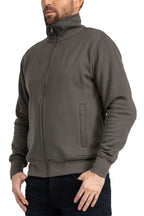 Herren Sweatjacke mit Stehkragen und Einstecktaschen in Anthrazit