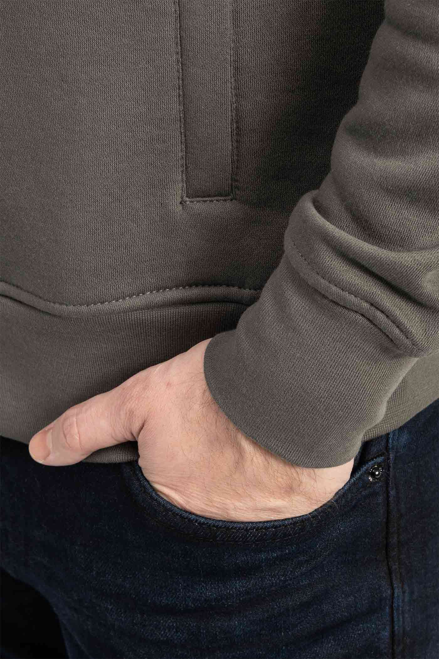 Herren Sweatjacke mit Feinripp an Ärmeln und Taille in Anthrazit