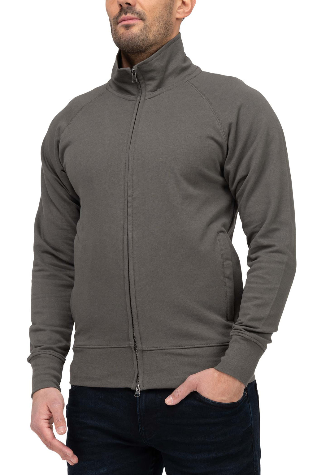 Herren günstige Basic Sweatjacke in Anthrazit