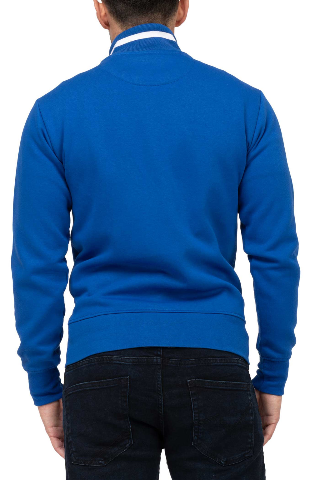 Sweatjacke für Männer ohne Kapuze mit Stehkragen in Blau