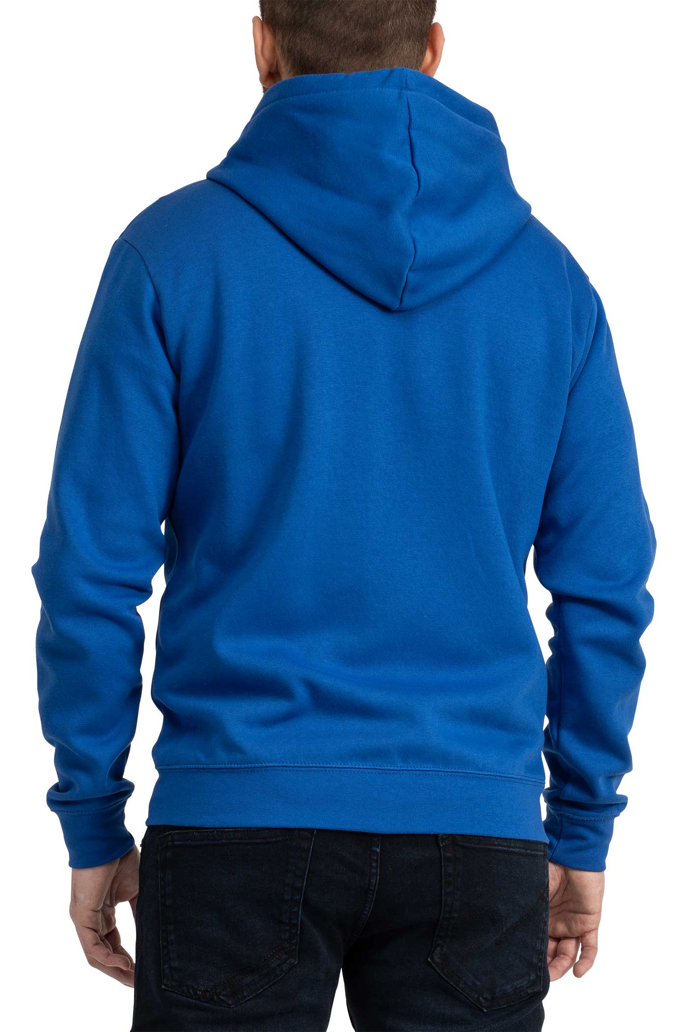 Herren Kapuzenjacke mit Stehkragen und durchgängigem Reißverschluss in Blau