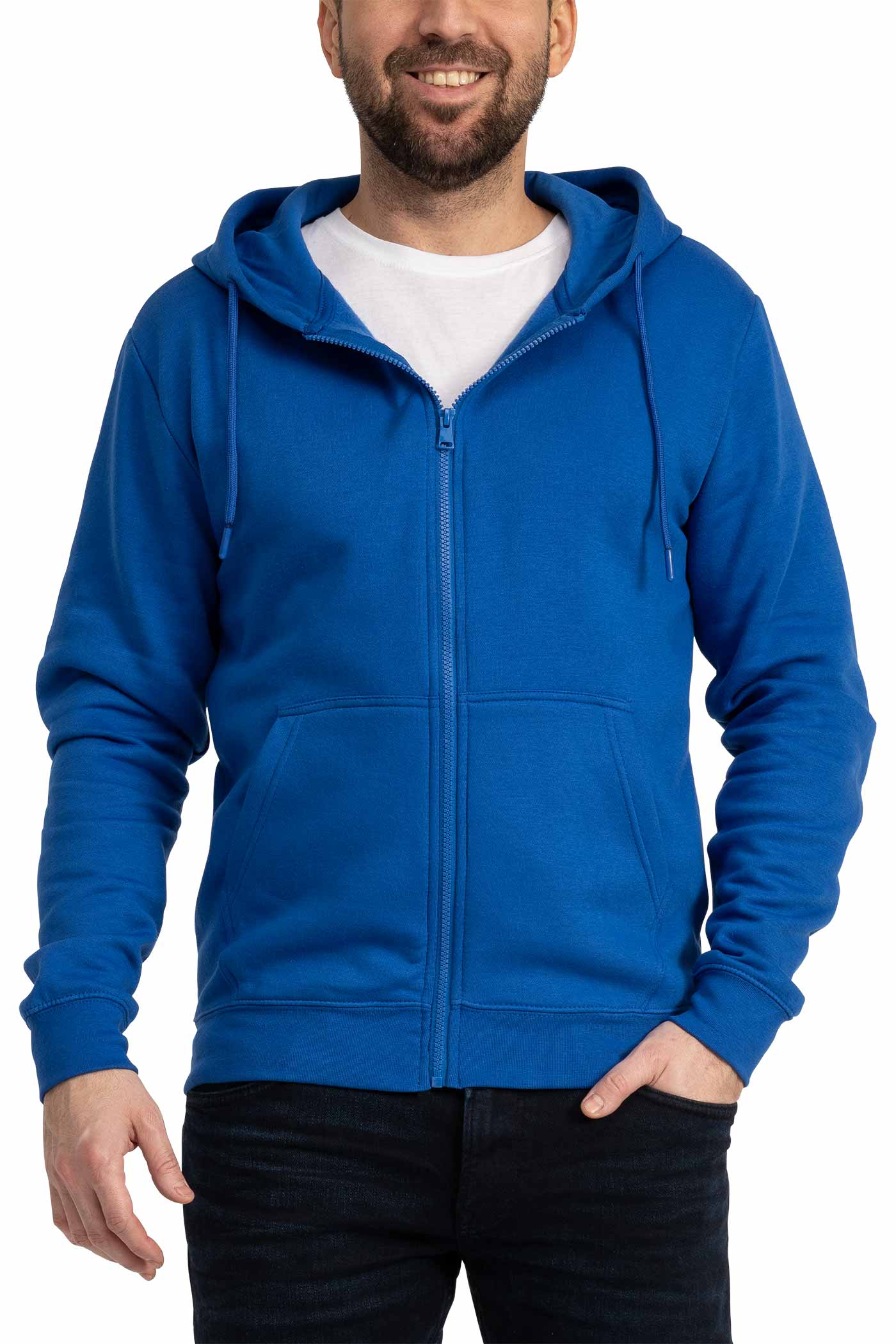 Herren Sweatjacke mit Kapuze und Seitentaschen in Blau