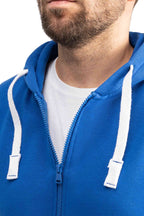 Herren Sweatshirtjacke mit Kapuze und Kordelzug in Blau