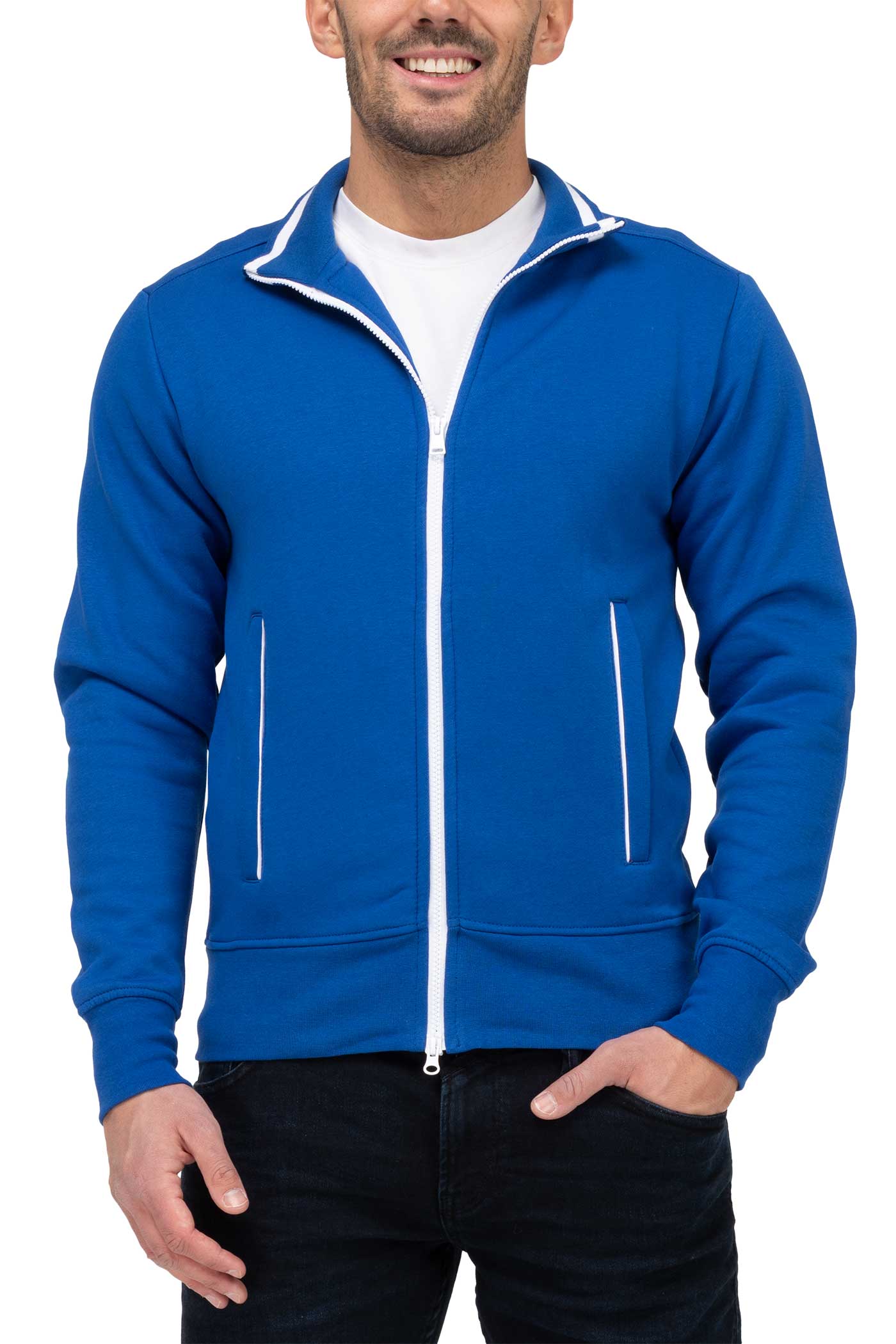 Herren Sweatjacke mit Stehkragen in Blau