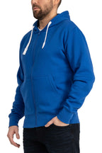 Herren Kapuzenjacke mit Rippstrickbündchen in Blau
