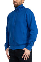 Herren Sweatjacke mit Stehkragen und Einstecktaschen in Blau