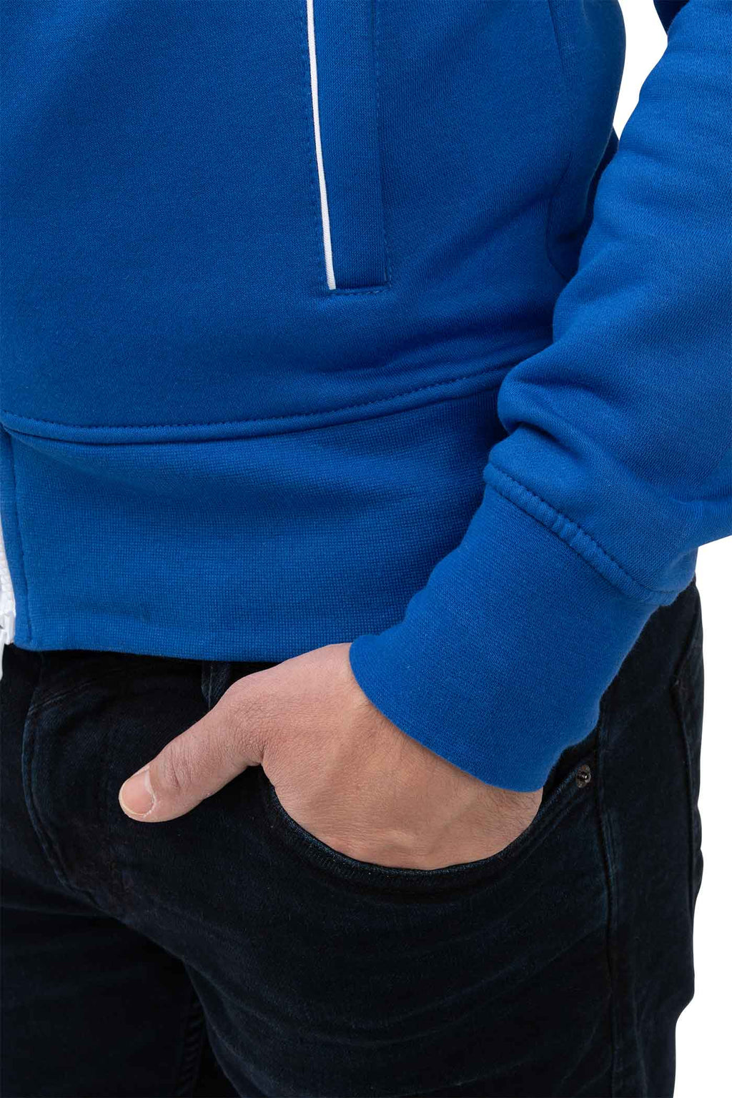 Herren Sweatjacke mit elastischem Ärmelbündchen Feinripp in Blau