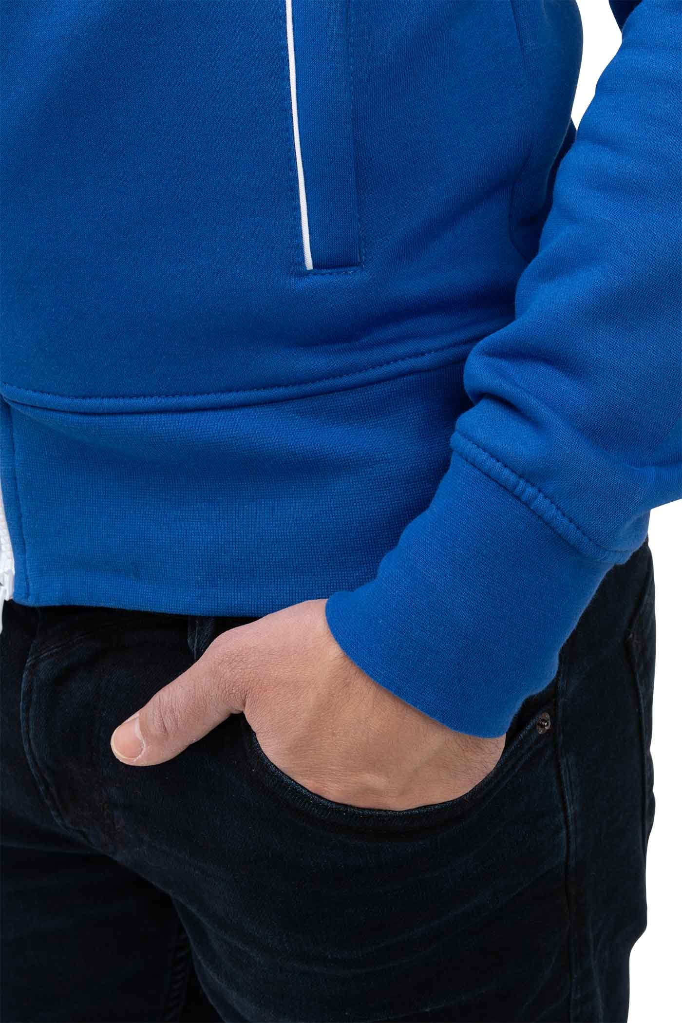 Herren Sweatjacke mit elastischem Ärmelbündchen Feinripp in Blau