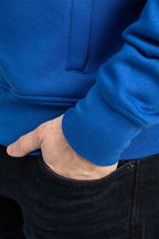 Herren Sweatjacke mit Feinripp an Ärmeln und Taille in Blau
