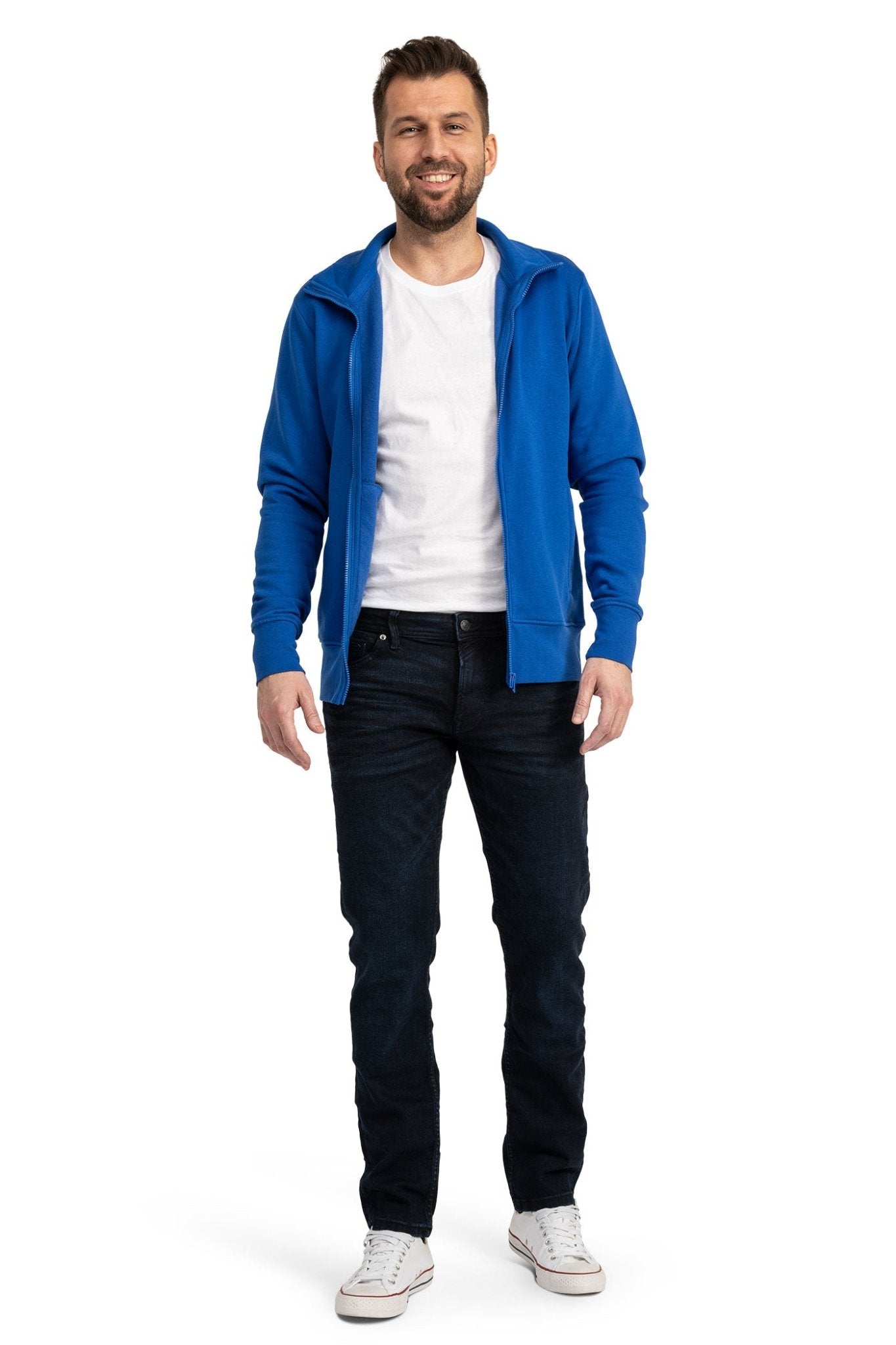 Herren Sweatjacke mit Reißverschluss in großen Größen in Blau