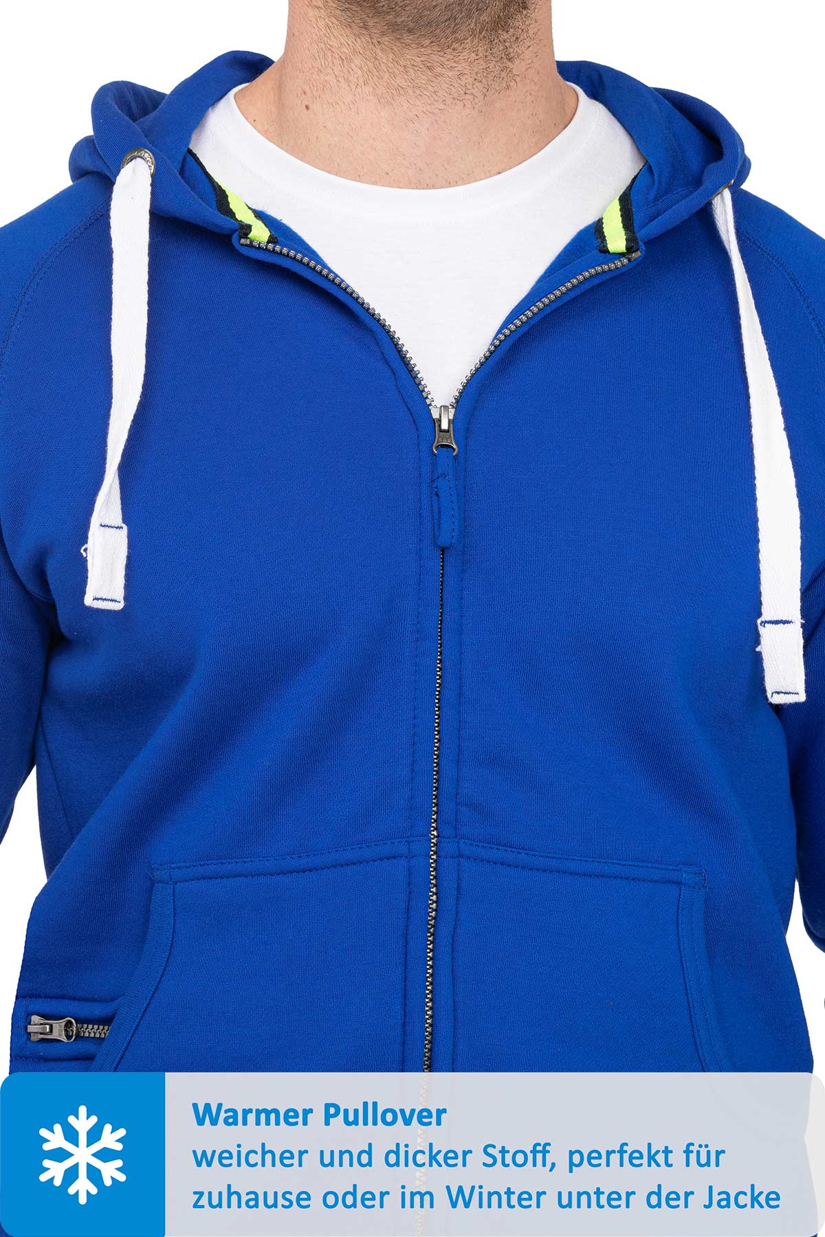 Sweatjacke für Männer mit dicken Bändeln in Blau