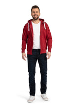 Herren Sweatjacke mit verstellbarer Kapuze und Seitentaschen in Bordeaux