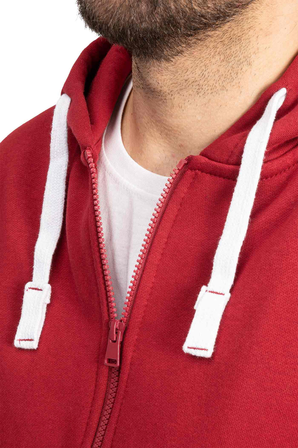 Herren Sweatshirtjacke mit Kapuze und Kordelzug in Bordeaux