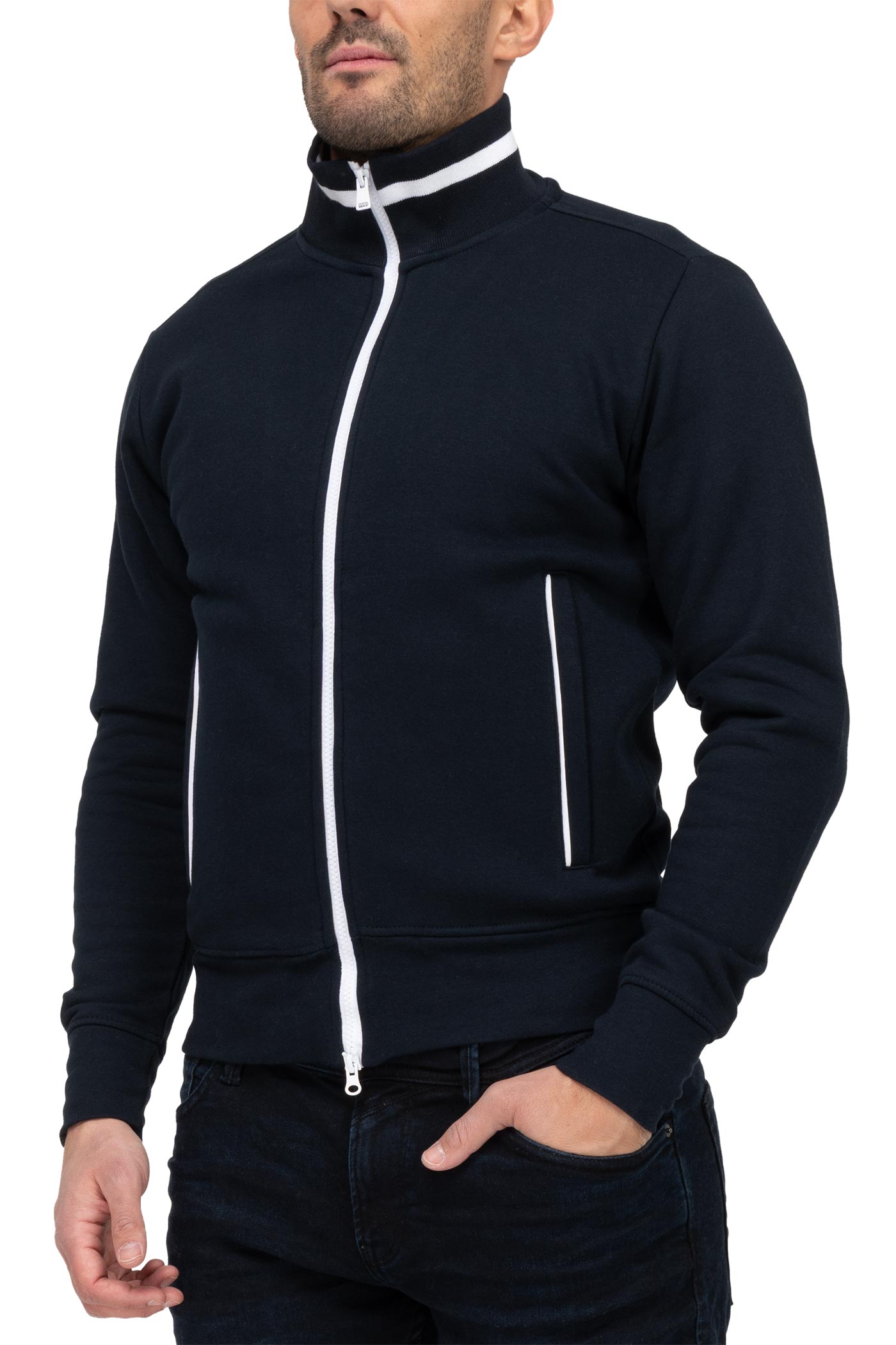 Herren sportliche Sweatjacke für Alltag und Freizeit in Dunkelblau
