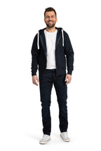 Herren Sweatjacke mit verstellbarer Kapuze und Seitentaschen in Dunkelblau