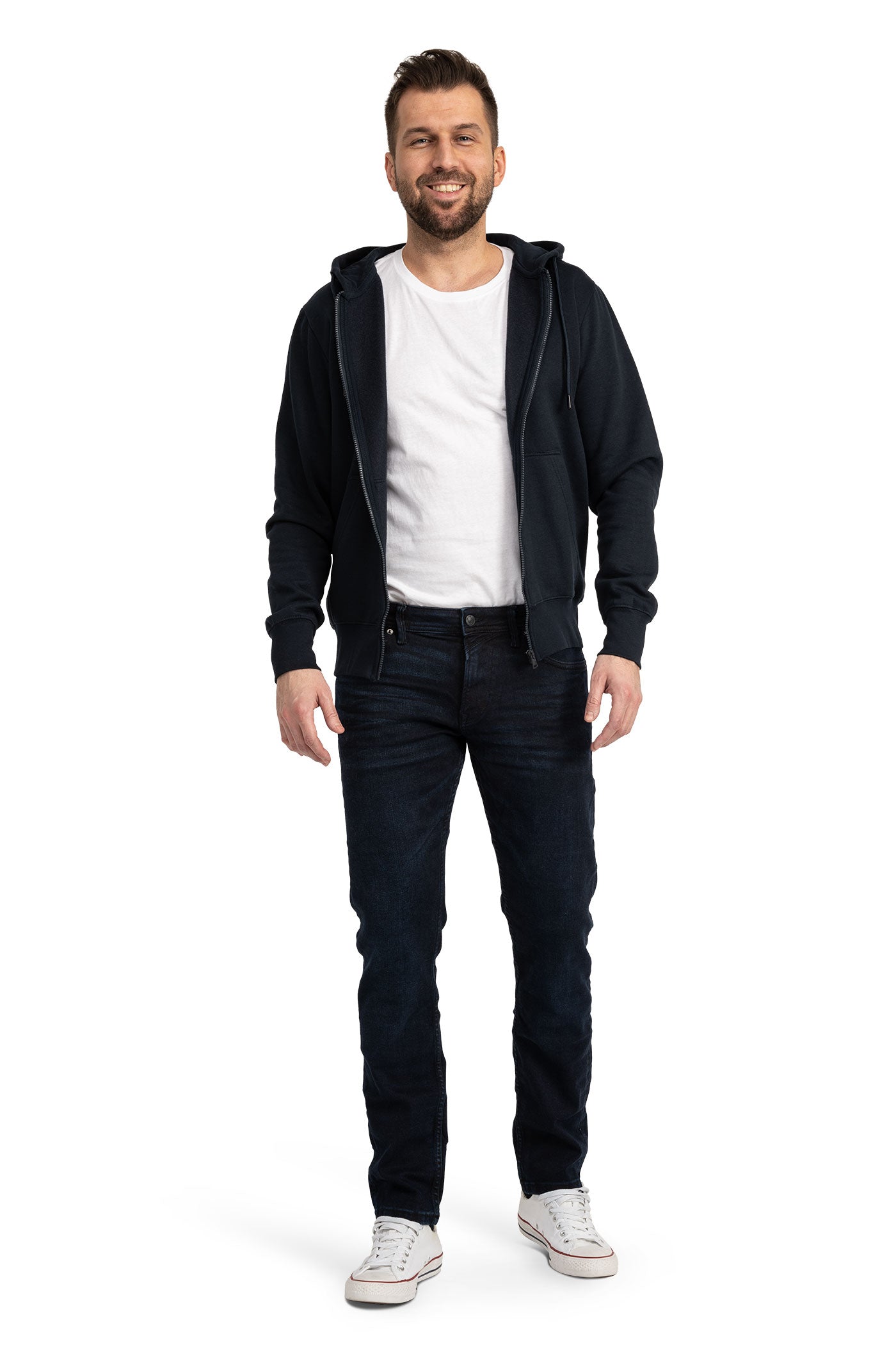 hochwertige Sweatjacke in großen Größen in Dunkelblau