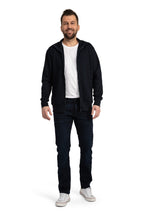 Herren Sweatjacke mit Stehkragen und Seitentaschen aus Baumwolle in Dunkelblau