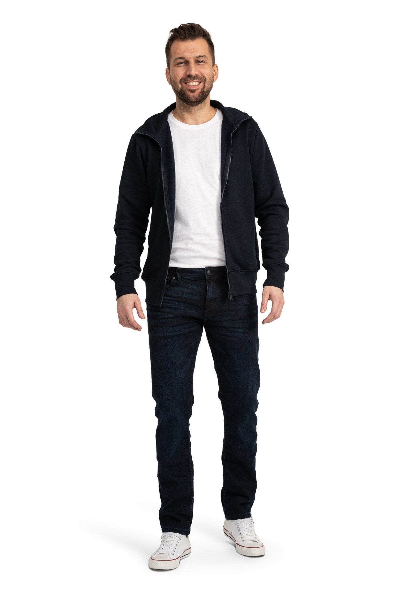 Herren Sweatjacke mit Reißverschluss in großen Größen in Dunkelblau