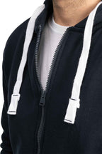 Herren Sweatshirtjacke mit Kapuze und Kordelzug in Dunkelblau