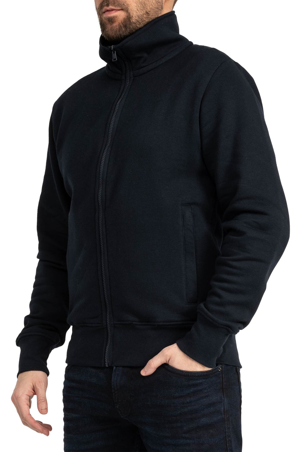 Herren Sweatjacke mit Stehkragen in Dunkelblau