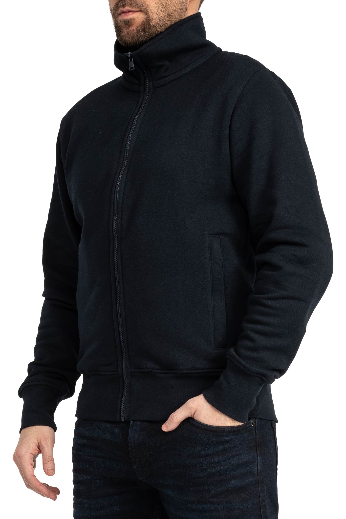Herren Sweatjacke mit Stehkragen in Dunkelblau