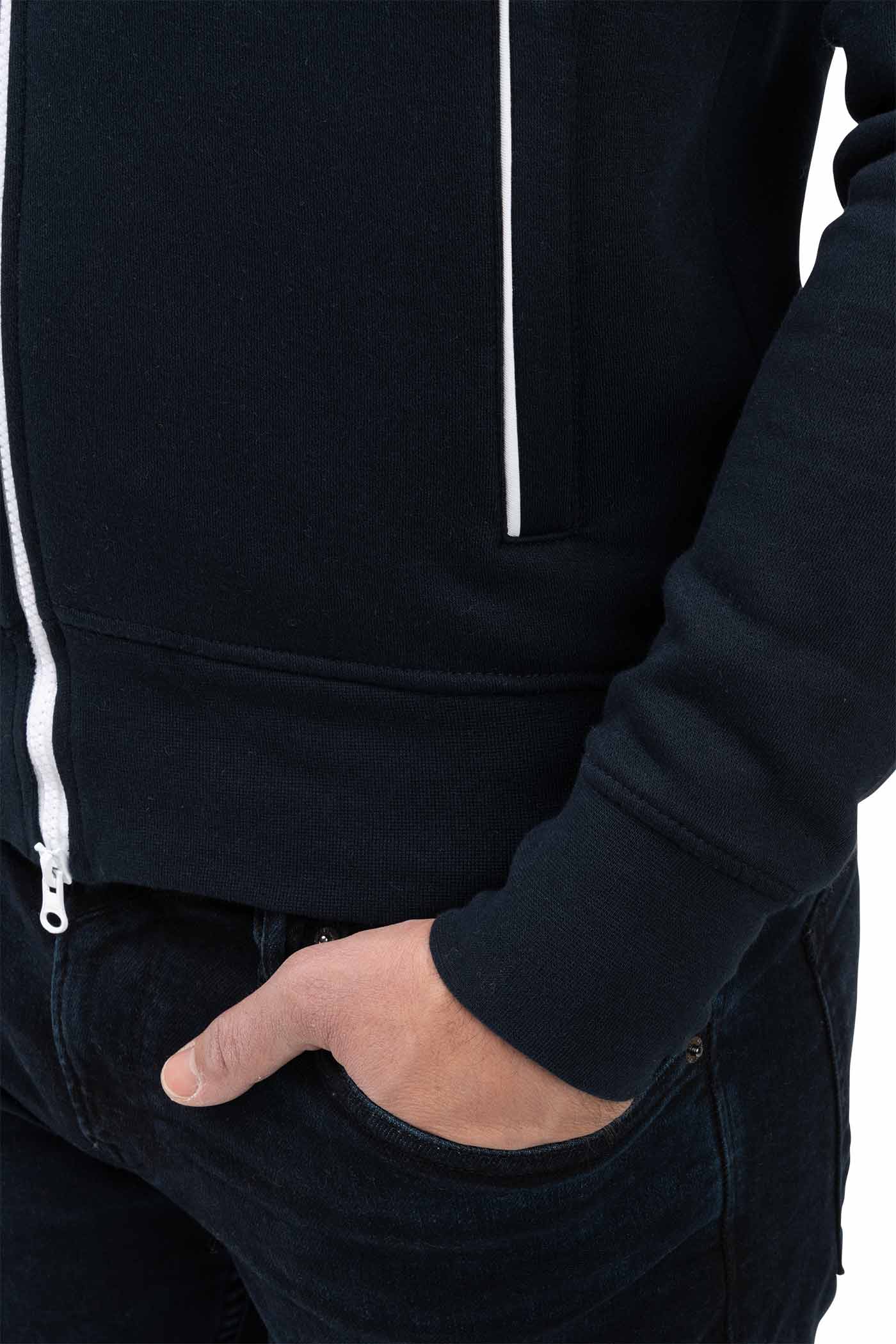 Herren Sweatjacke mit elastischem Ärmelbündchen Feinripp in Dunkelblau
