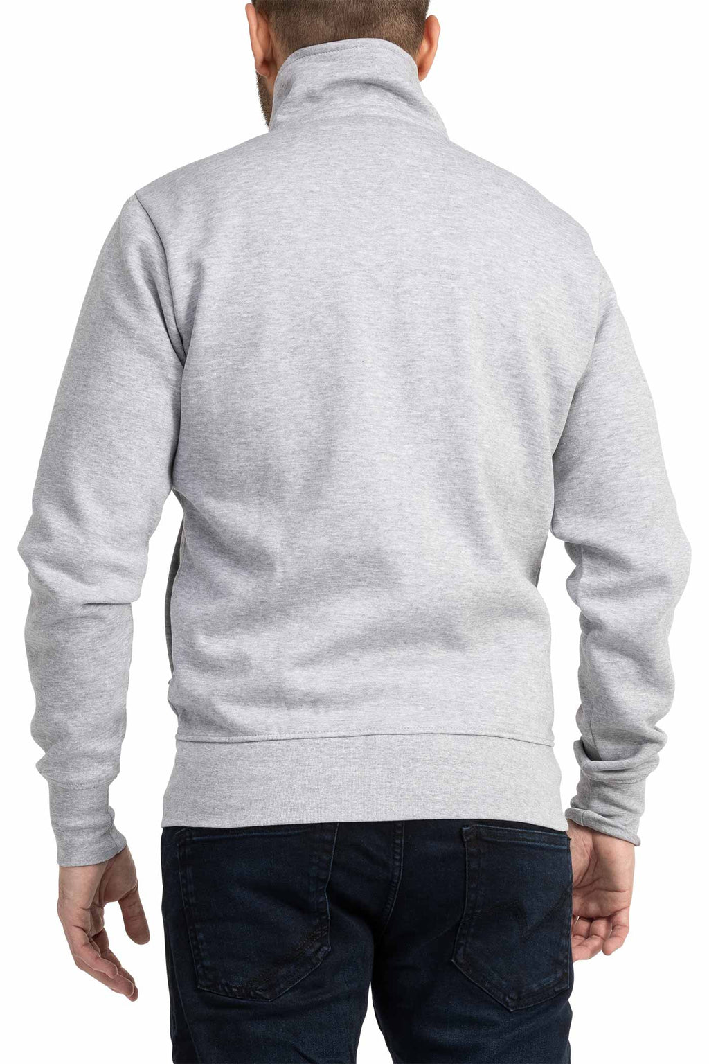 Herren Sweatjacke mit Stehkragen und Feinripp in Grau