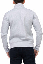 Herren Sweatjacke mit durchgehendem Reißverschluss in Grau meliert