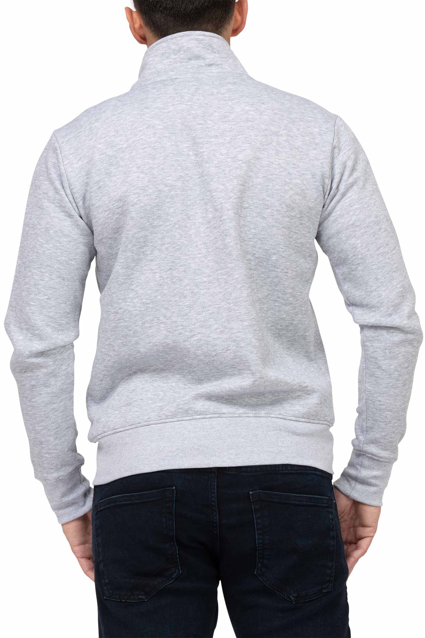 Herren Sweatjacke mit durchgehendem Reißverschluss in Grau meliert