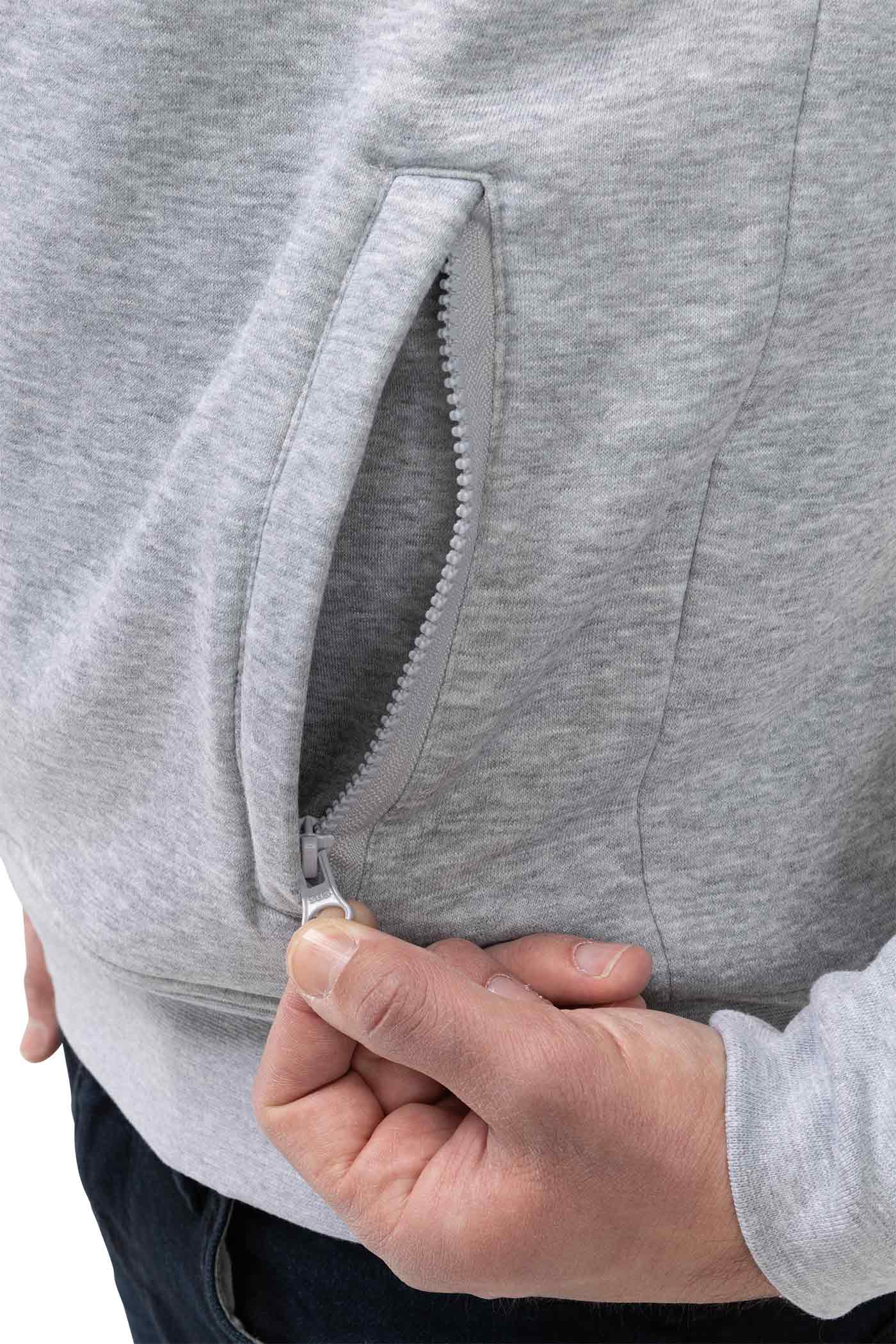 Herren Jacke mit Reißverschlusstaschen in Grau meliert