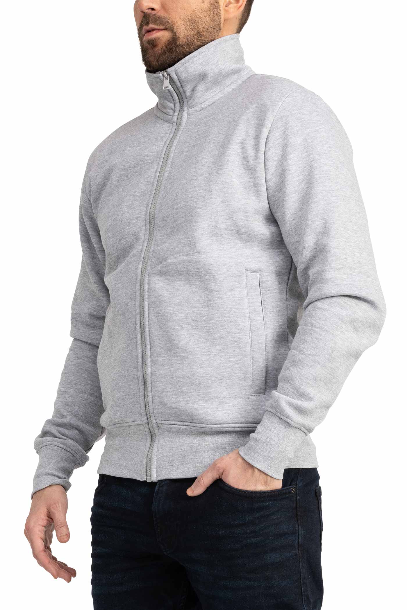 Herren Sweatjacke mit Stehkragen in Grau