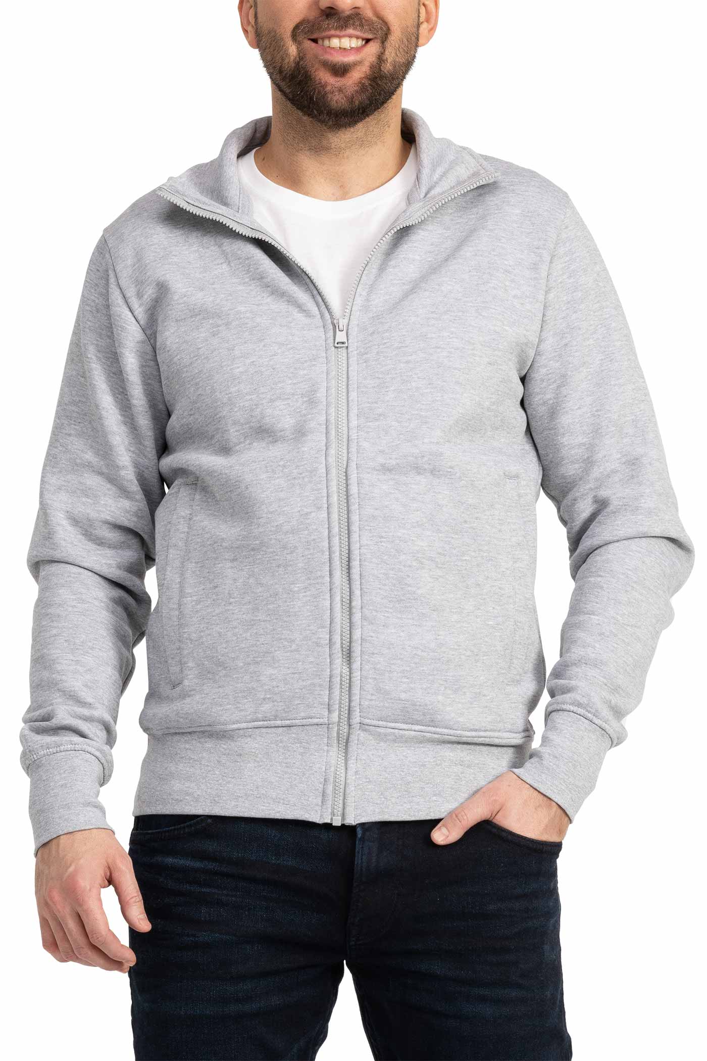 Herren Sweatjacke mit Reißverschluss & Reißverschlusstaschen in Grau