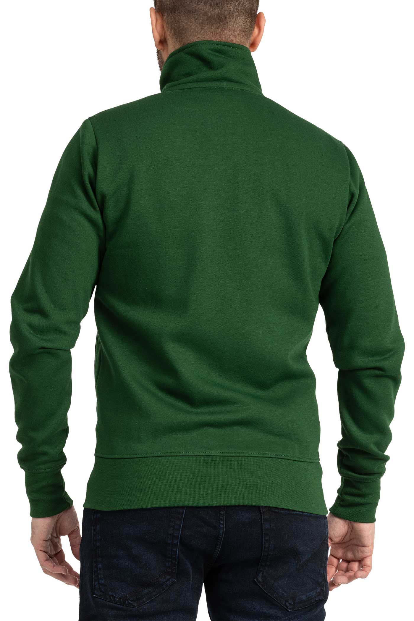 Herren Sweatjacke mit Stehkragen und Feinripp in Grün