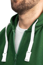 Herren Sweatshirtjacke mit Kapuze und Kordelzug in Grün