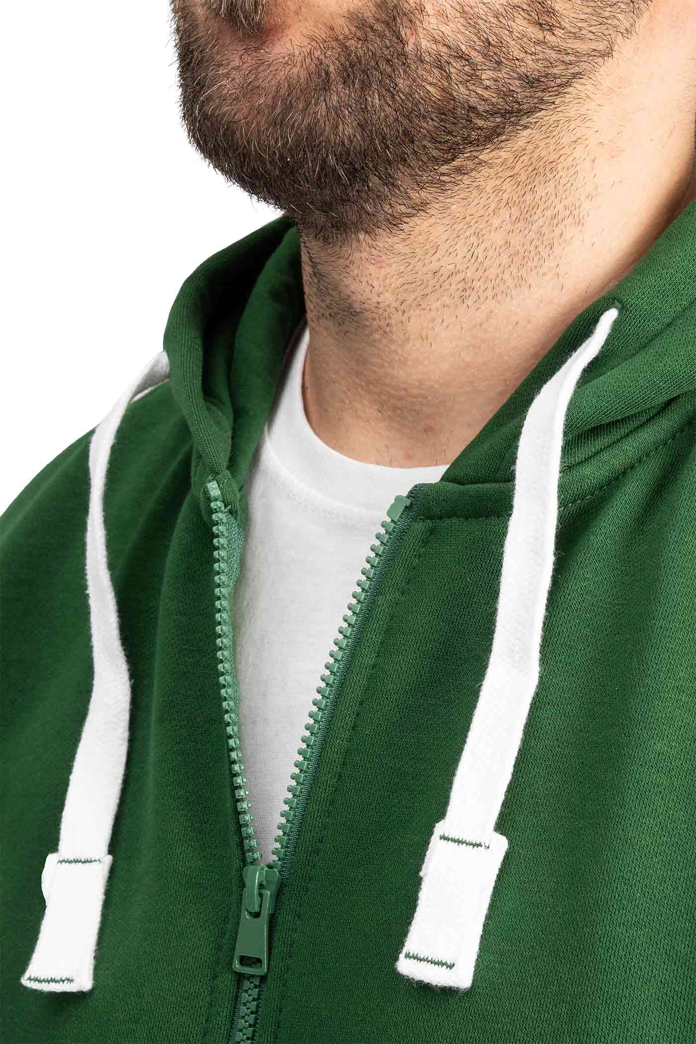 Herren Sweatshirtjacke mit Kapuze und Kordelzug in Grün