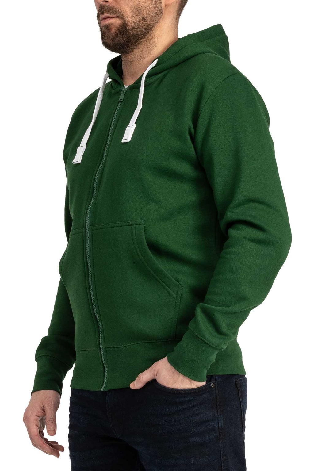 Herren Kapuzenjacke mit Rippstrickbündchen in Grün