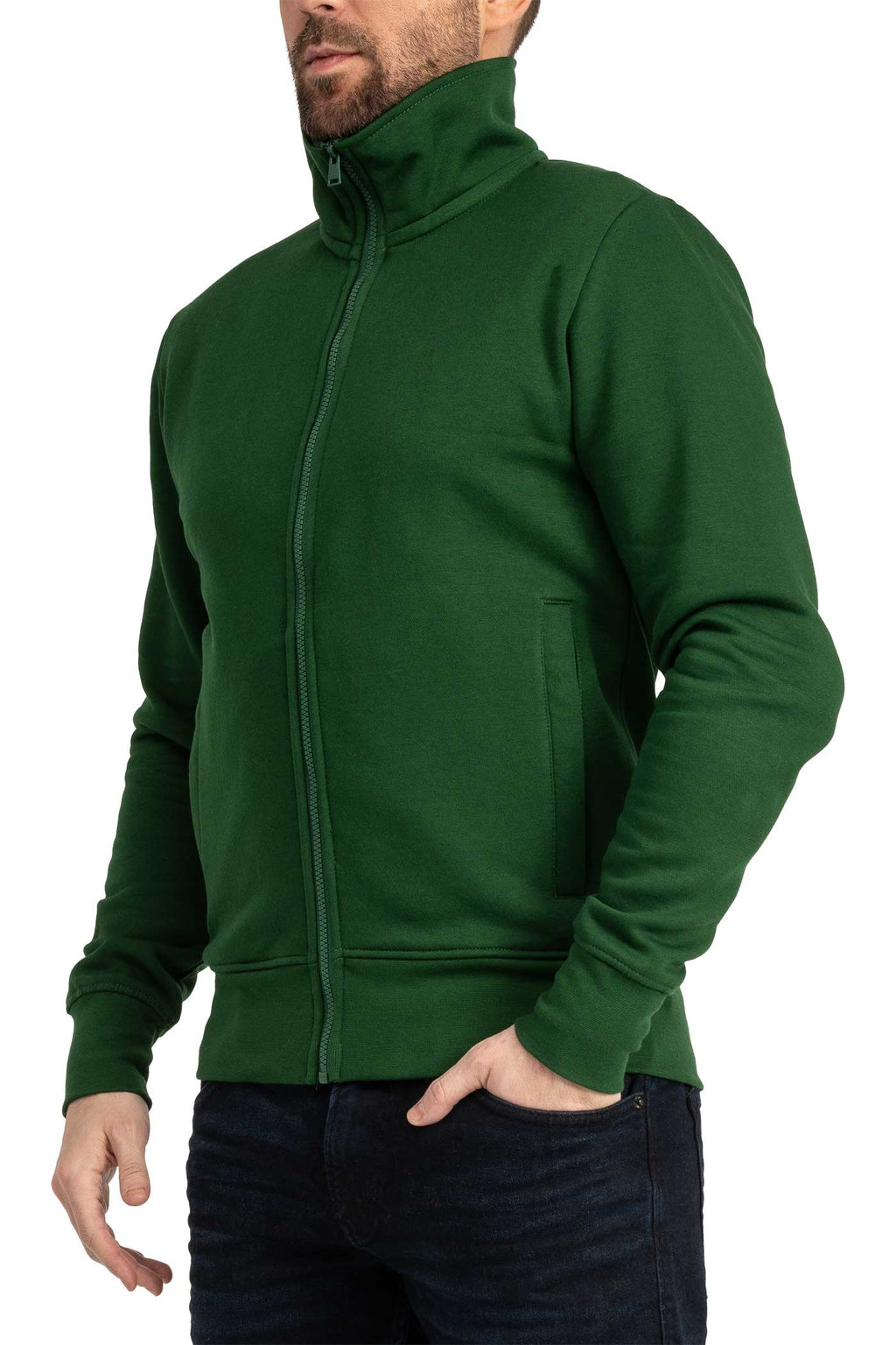 Herren Sweatjacke mit Stehkragen in Grün