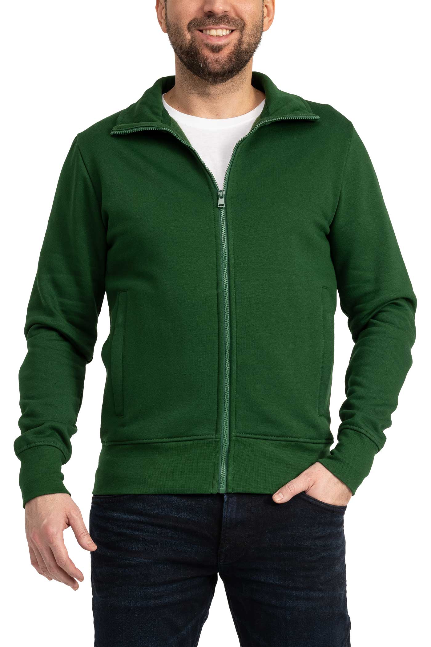 Herren Sweatjacke mit Reißverschluss & Reißverschlusstaschen in Grün