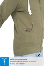 Seitentasche mit zusätzlichen Reißverschlussfach in Olivgrün