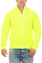 Herren Sweatjacke mit Seitentaschen in Neongelb