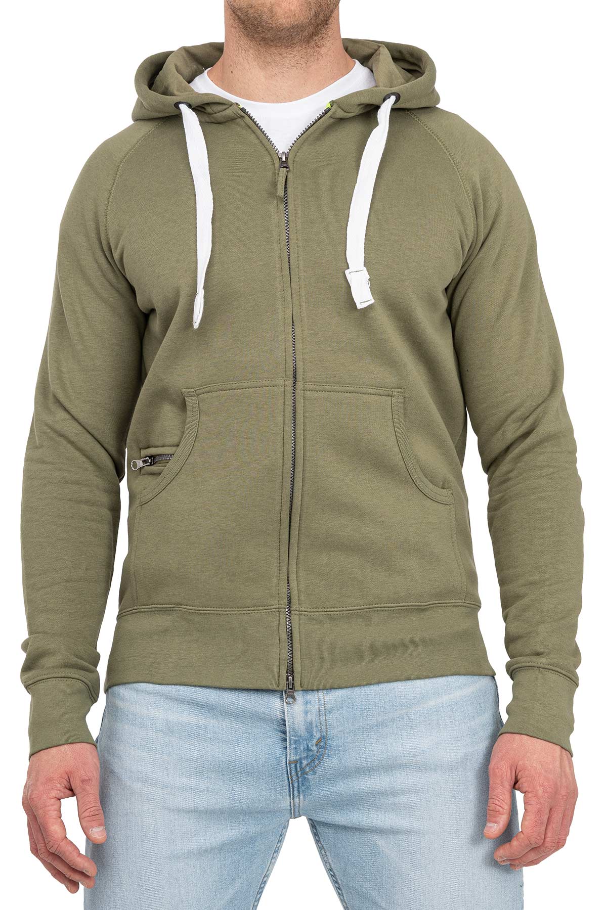 Herren Sweatjacke in großen Größen in Olivgrün