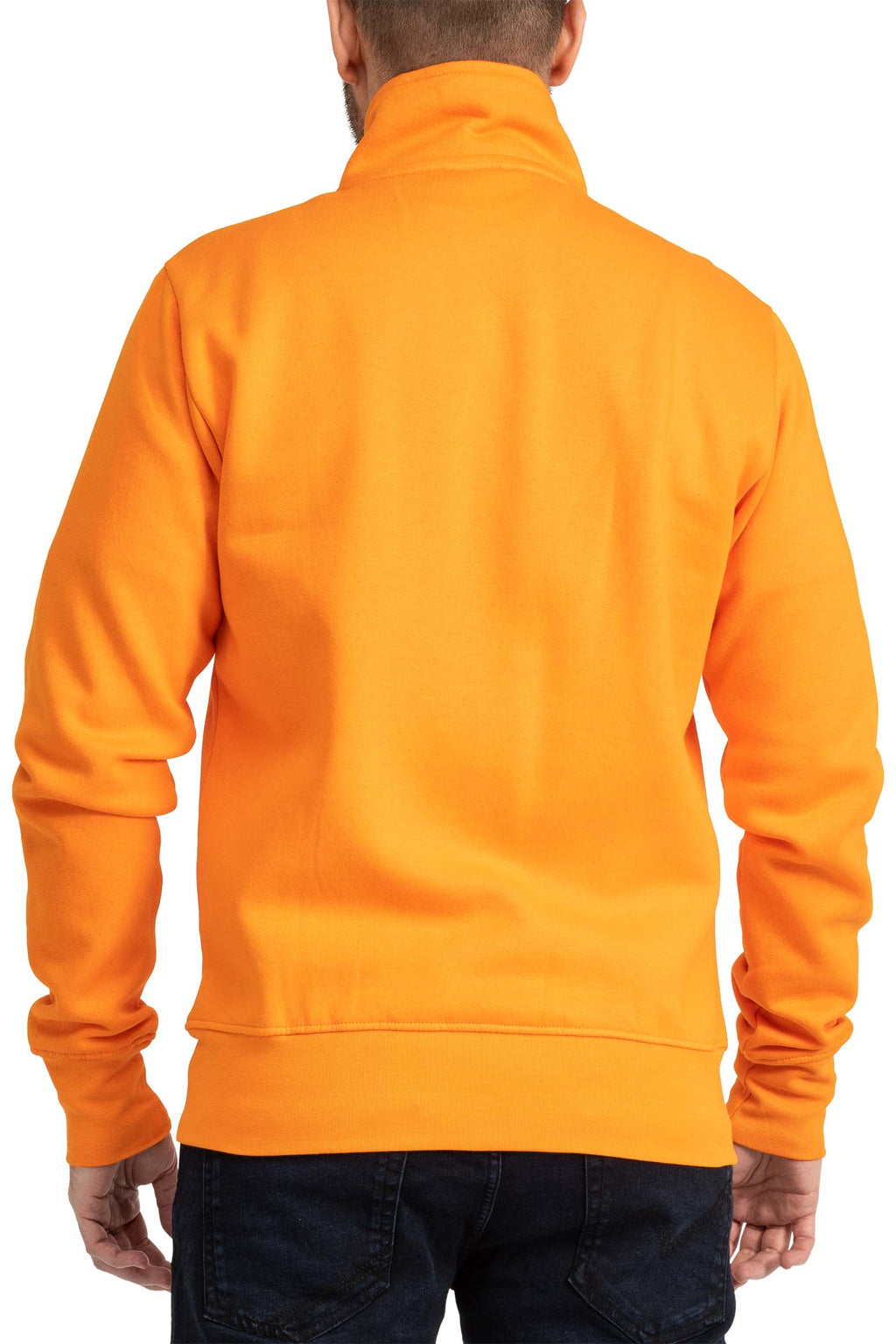 Herren Sweatjacke mit Stehkragen und Feinripp in Orange