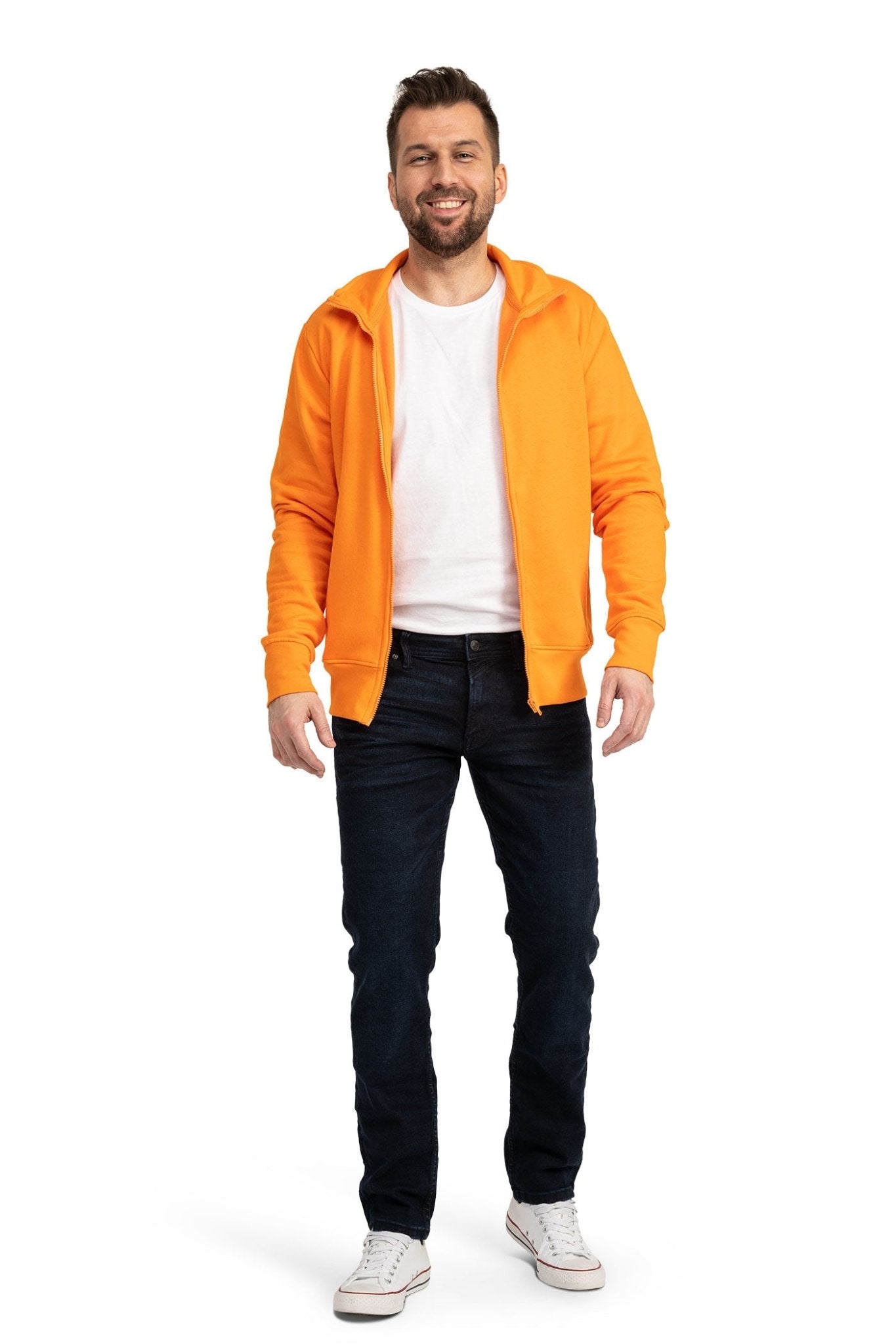 Herren Sweatjacke mit Reißverschluss in großen Größen in Orange