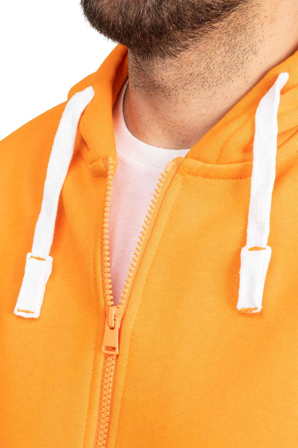 Herren Sweatshirtjacke mit Kapuze und Kordelzug in Orange