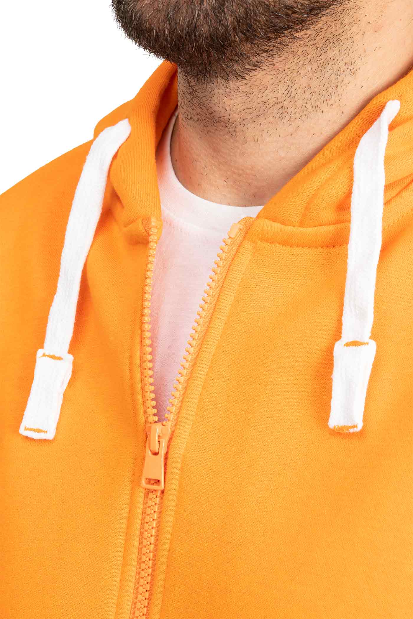 Herren Sweatshirtjacke mit Kapuze und Kordelzug in Orange