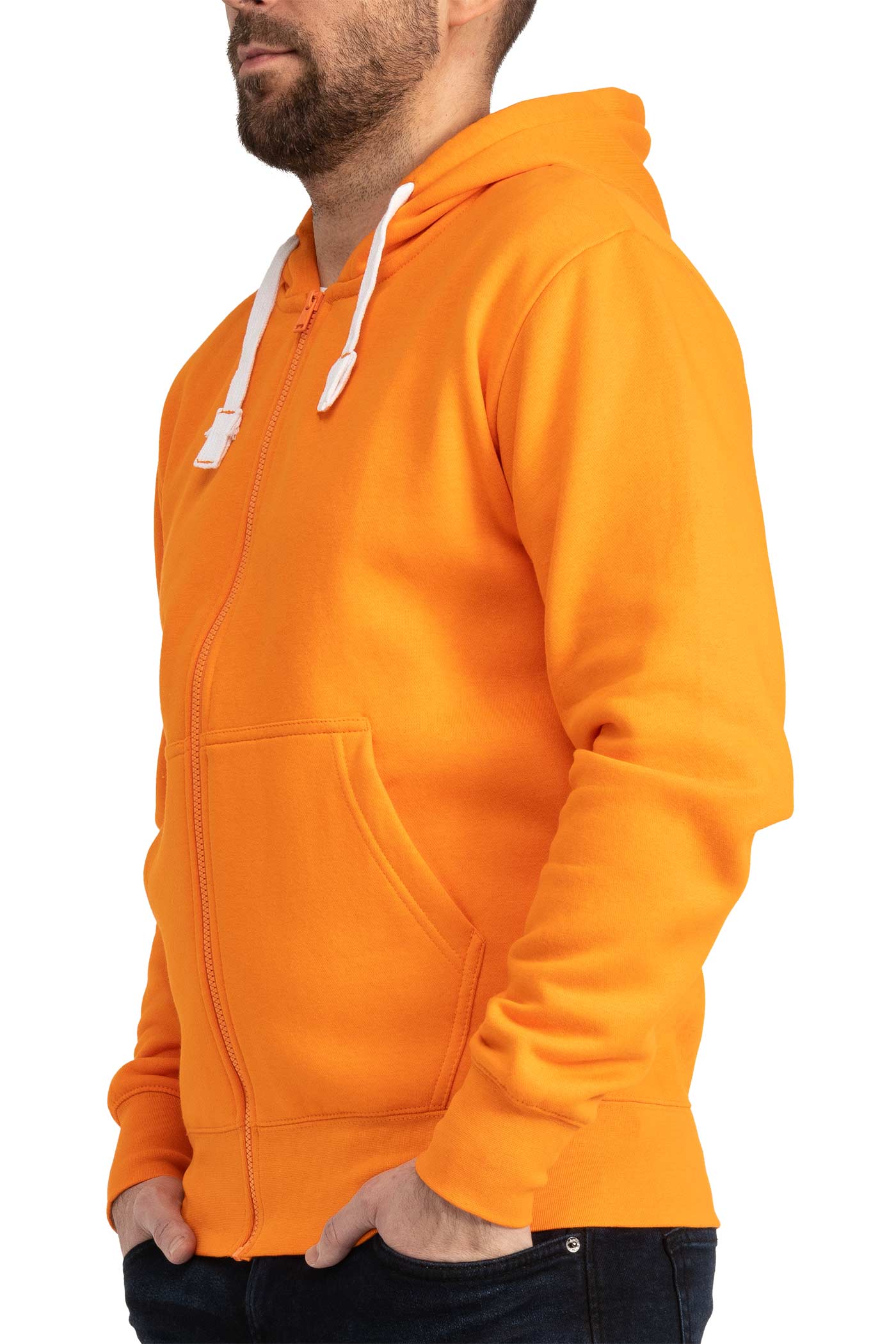 Herren Kapuzenjacke mit Rippstrickbündchen in Orange