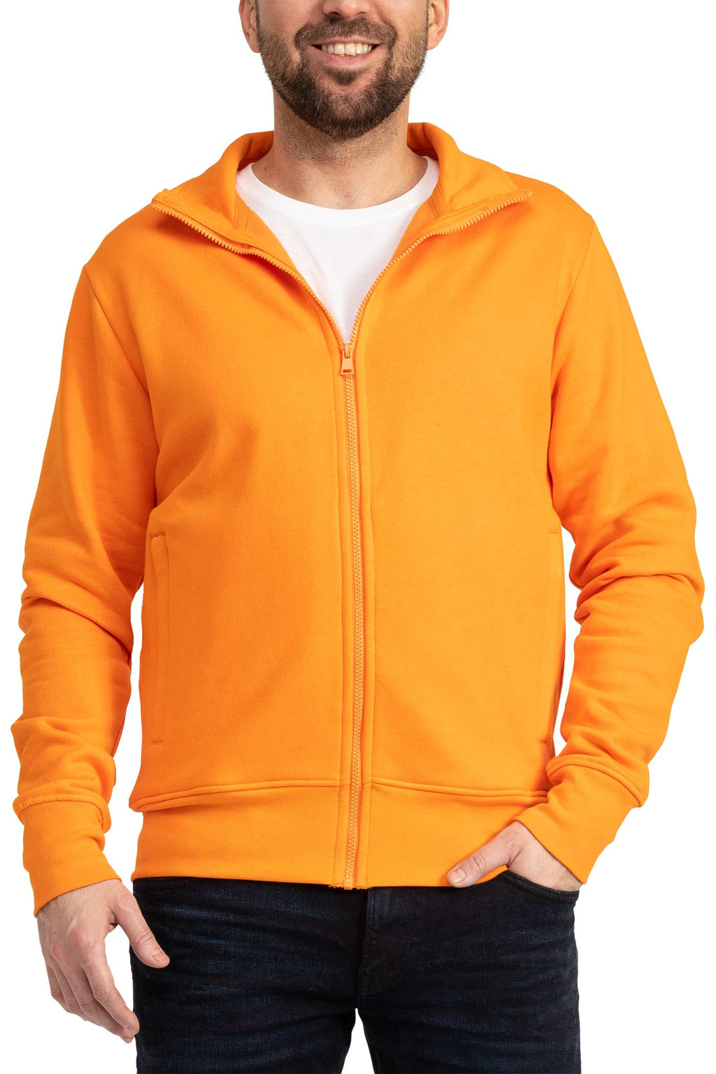 Herren Sweatjacke mit Reißverschluss & Reißverschlusstaschen in Orange
