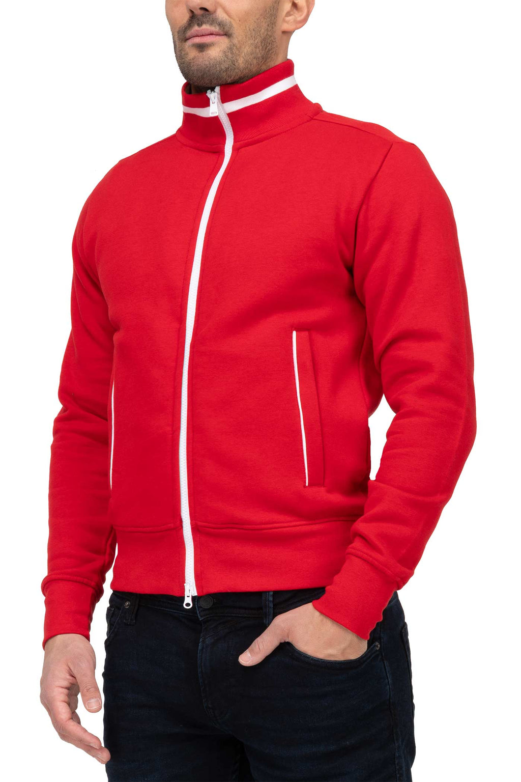 Herren sportliche Sweatjacke für Alltag und Freizeit in Rot